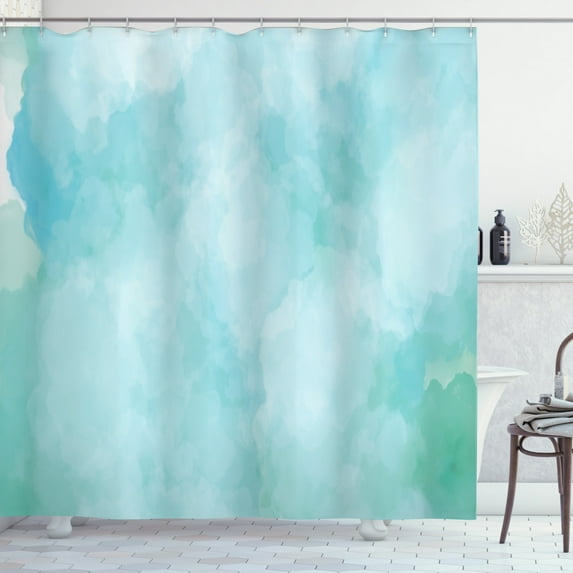 Ambesonne Art Abstract Shower Curtain, Soft Dream Smoke, 69"Wx84"L, Pale Blue and Seafoam