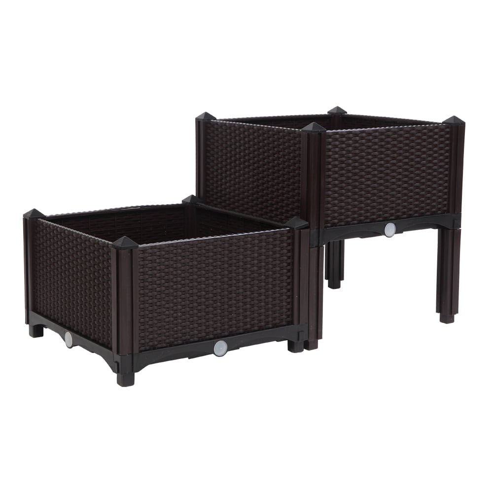 Ktaxon Raised Garden Bed Kit Planter Box Plastic Planting Box 2 Boxes Free Splicing for Indoor and Outdoor Use