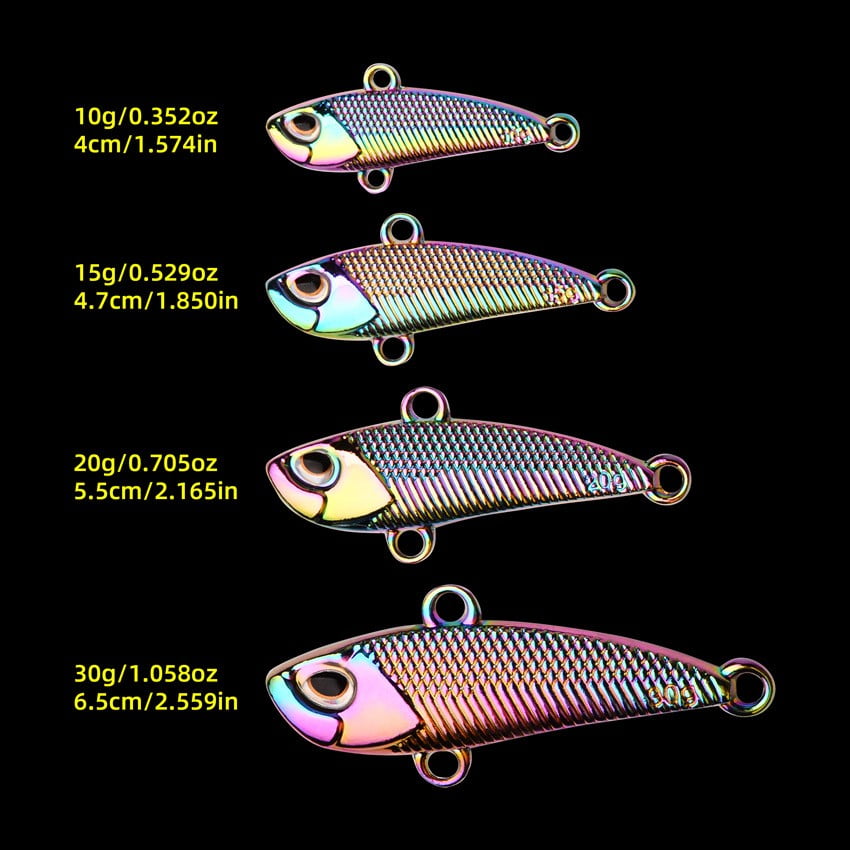 6PCS Metal Vib Vibration Fishing Lures Wobble Rotating 7g-30g Spinner Spoon Bait