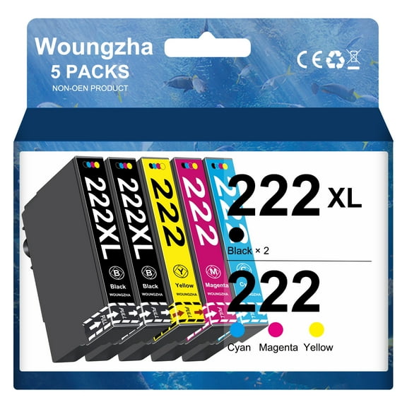 222XL 222 Ink Cartridge for Epson Ink 222 XL 222XL T222 XL Combo Pack for Epson Workforce WF-2960 Expression Home XP-5200 Prinetr (5 Pack)
