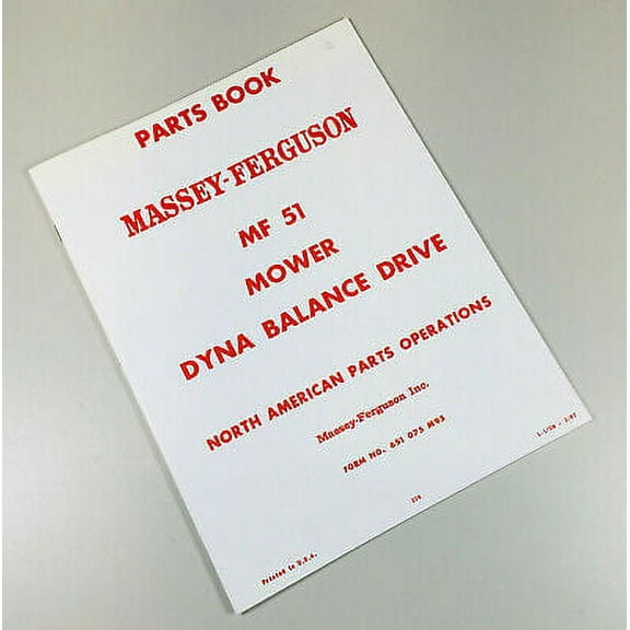 Massey Ferguson 51 Mf51 Sickle Bar Mower Parts Manual Catalog Exploded Views