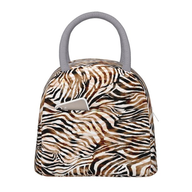 Balery Watercolor Zebra Bolsa de Almuerzo para Mujeres, Caja de Almuerzo, Bolsa de Almuerzo Pequeña Impermeable, Tote de Almuerzo Reutilizable con Gran Capacidad