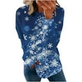 thumbnail image 2 of Craaazy Women's Christmas Long Sleeve Shirts Colorful Snowflake Christmas Tree Printed Round Neck Xmas Tops Gifts, 2 of 5
