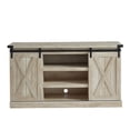 thumbnail image 1 of Edyo Living Rustic Farmhouse TV Stand Table w/ Sliding Barn Door, White Oak, 1 of 8