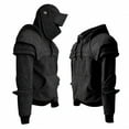 thumbnail image 5 of Dwelliawo Medieval Knight Hoodie for Men Elbow Protection Armor Halloween Party Sweatshirts Cosplay Retro Mask Long Sleeve Costumes with Kangaroo Pocket Black 3XL, 5 of 6