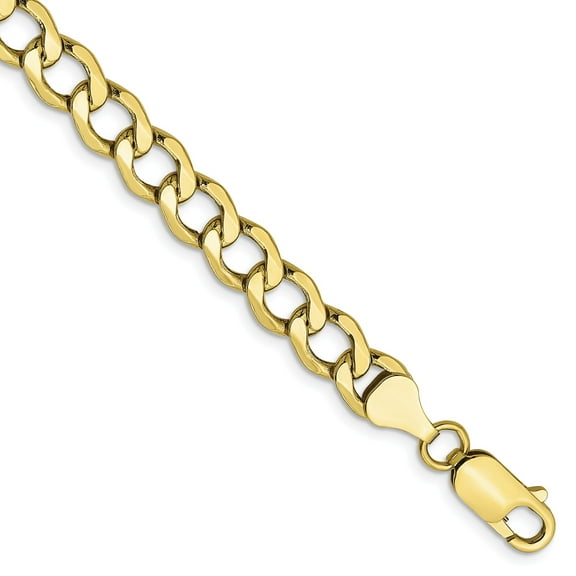 10k 6.5mm Semi-Solid Curb Link Chain in 10k Yellow Gold