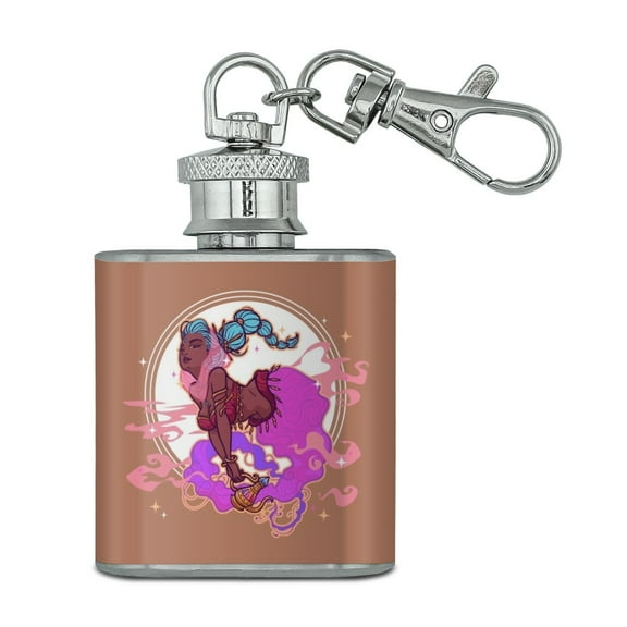 Sexy Jinn Djinn Genie Woman With Lamp Stainless Steel 1oz Mini Flask Key Chain