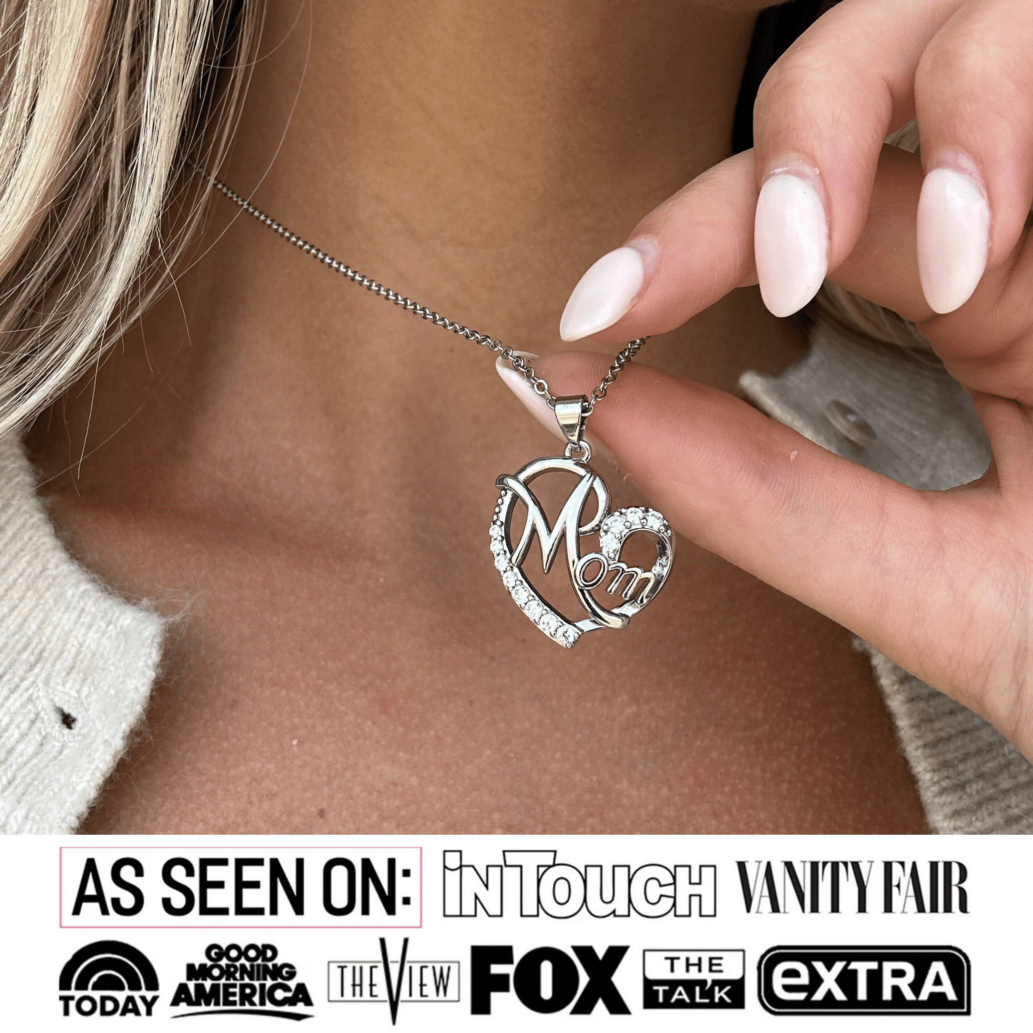 Cate & Chloe Persephone 18k Yellow Gold Plated Mom Heart Necklace with Simulated Diamond for Women