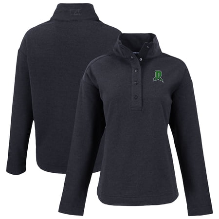 Women s Cutter & Buck Black Dayton Dragons Hunts Point Eco Textured Fleece Recycled Half-Snap Sweatshirt