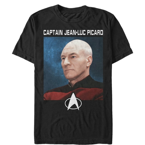T-Shirt Homme Star Trek: la Prochaine Génération de Capitaine Jean Luc Picard Portrait Latéral - Black - X Large