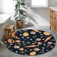 thumbnail image 3 of Round Rugs 4 Ft, Easter Eggs Non Slip Area Rugs for Kitchen Bedroom Entryway, Carrots Spring Daisy Botanical Rustic Dark Blue Washable Carpet Runner Rug Floor Mats for Bedroom Home Decor, 3 of 8