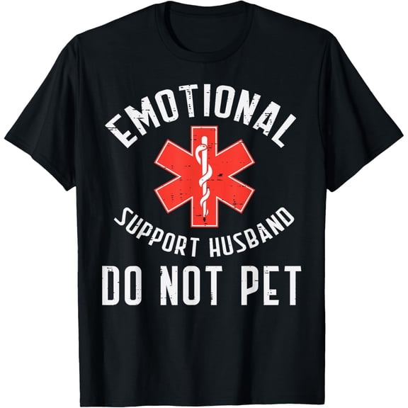Premium model-Unisex-100% cotton-Emotional Support Husband Do Not Pet Funny Fathers Day Men T-Shirt