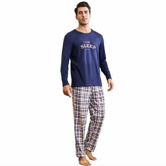 Winter and Autumn Men's Sleepwear Long-Sleeved Long Pants Trendy Home Clothing Set