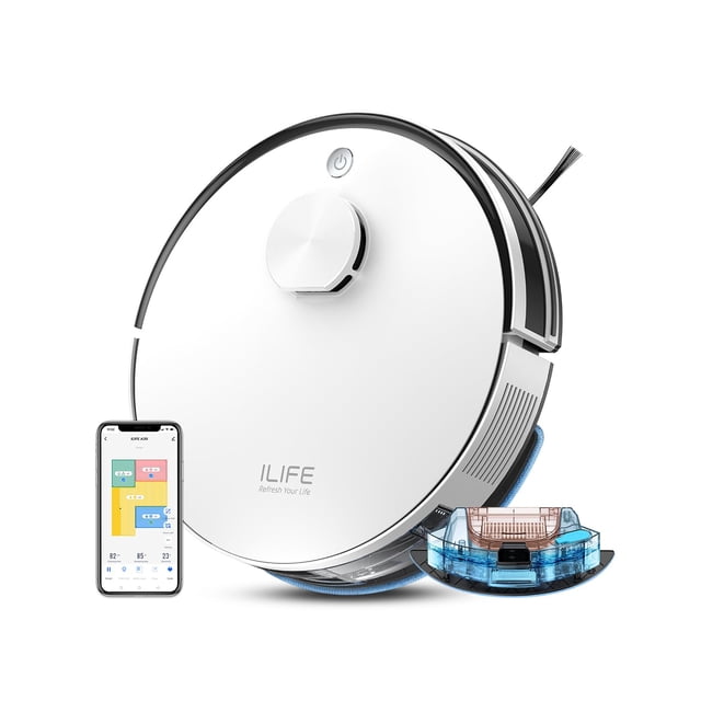 ILIFE Robot Aspirador, Navegación Láser Inteligente y Mapeo de Múltiples Suelos,5000Pa,150 min,Compatible con 2.4GHz WiFi/Alexa/Google, Ideal para Pelo de Mascota,Suelo Duro y Alfombra de Pelo (A30)