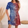 thumbnail image 2 of Otvok Dress for Women Summer Short-Sleeve Round-Neck Comfortable Loose Independence Day Printed Dresses, 2 of 6