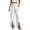 White, variant on Women's Cotton High Waist Drawstring Wide Leg Pants Elastic Waist Split Hem Straight Leg Trousers with Side Pockets