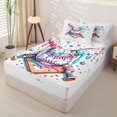 thumbnail image 2 of Castle Fairy Baseball Ice Cream Zipper Full Size Comforter Sets with Fitted Sheet and 2 Pillowcases, Sport Theme Splash Zipper Bedding Set, Pink Blue White,4pcs,Pink Reversible, 2 of 6