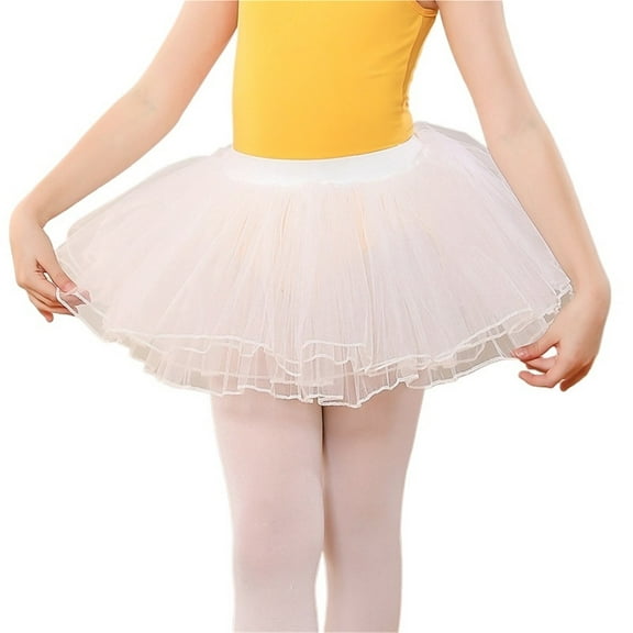Dance Gauze Skirt Girls Tutu Skirt White Pink Skirt Girl Four-layer Tutu Dance Skirt
