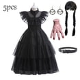 thumbnail image 2 of Disfraz de Halloween de Wednesdy Merlina Adams para niña, vestido de tul elegante para fiesta de Carnaval, traje gótico, Vestidos para niños, 2 of 4