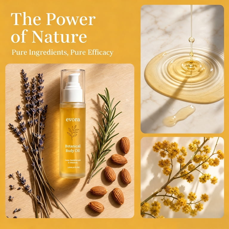 Evora Botanical Body Oil - 120 Ml, Lightweight Moisturizing