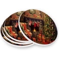 thumbnail image 3 of Christmas Fireplace Coasters Absorbent Moisture Non-Slip Drink Coaster Ceramic Stone with Cork Base Desktop Protection Prevent Furniture Damage 2PCS Home Decor, 3 of 6