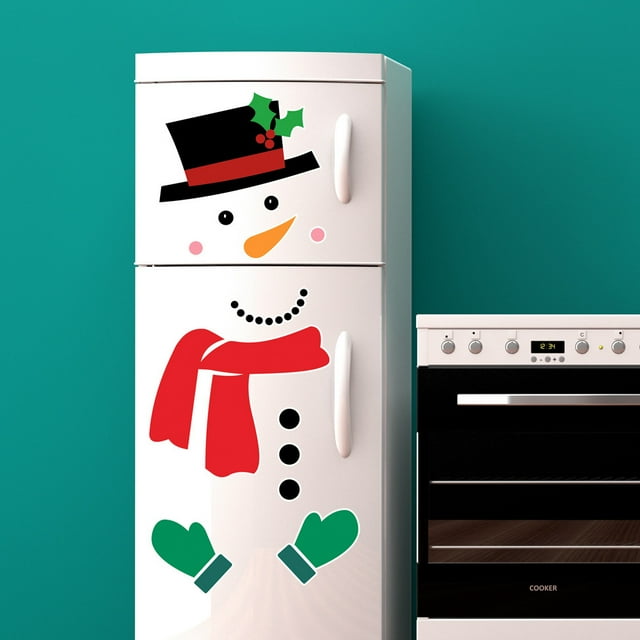 Imanes navideños para nevera con muñeco de nieve, imanes autoadhesivos grandes para nevera, decoraciones navideñas para el hogar para frigorífico, puerta de metal, garaje, armario Rojo Verde