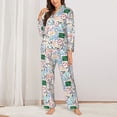 thumbnail image 2 of Fotbe Back To School Conjunto de Pijama de Manga Larga para Mujer con Estampado, Ropa de Dormir de 2 Piezas, Conjunto de Casa Suave y Cómodo con Bolsillos-Large, 2 of 7