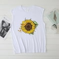 thumbnail image 3 of Pompotops Mode T-shirt Décontracté Sans Manches à Col Rond Imprimé Lettre pour Femmes Été, 3 of 4
