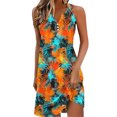 thumbnail image 3 of TaTaai Women Fashion Retro Print V-Neck Sleeveless Short Dress Loose Casual Fit Ladies Spring Summer Holiday Gathering Wear Lightweight Breathable No Fading Stylish Dress Gift, 3 of 8