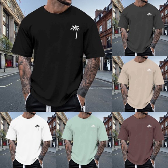Mens Oversized T Shirt Short/long Sleeve Big & Tall Athletic T-Shirts Athletic Fit Printing Boat Neck Summer Vacation Basic T Shirts