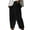 Black, variant on WREESH Womens Summer Capri Pants Cotton Linen Pants Solid Fashion Casual Loose Pockets Elastic Waist Drawstring Trousers Cropped Pants Purple