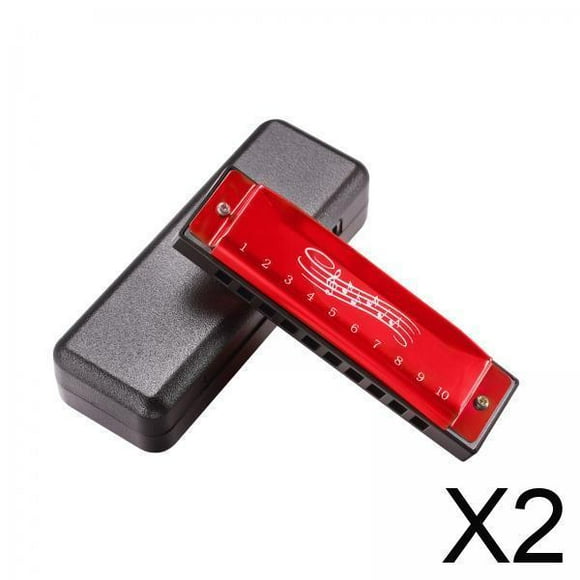 2x órgano Bucal Material Didáctico Portátil Armónica De 10 Agujeros Para Viajes Etapa Familia Rojo