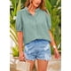 thumbnail image 3 of Camisa para mujer PRETTYGARDEN de algodón azul aqua talla XL, 3 of 8