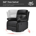 thumbnail image 5 of Farini Small Swivel Rocker Recliner Chair for Adult, PU Leather Recline Sofa Chair with Footrest for Bedrooms, Living Rooms & Small Spaces, Black, 5 of 9