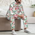 thumbnail image 7 of Salouo Flamingo Flower Print Button-Front Long Sleeve Pajama Set for Men, Soft 2Pjs Men's Long Sleeve Sleepwear-X-Large, 7 of 7