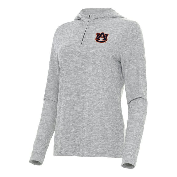 Women's Antigua  Heather Gray Auburn Tigers Daybreak Quarter-Zip Hoodie