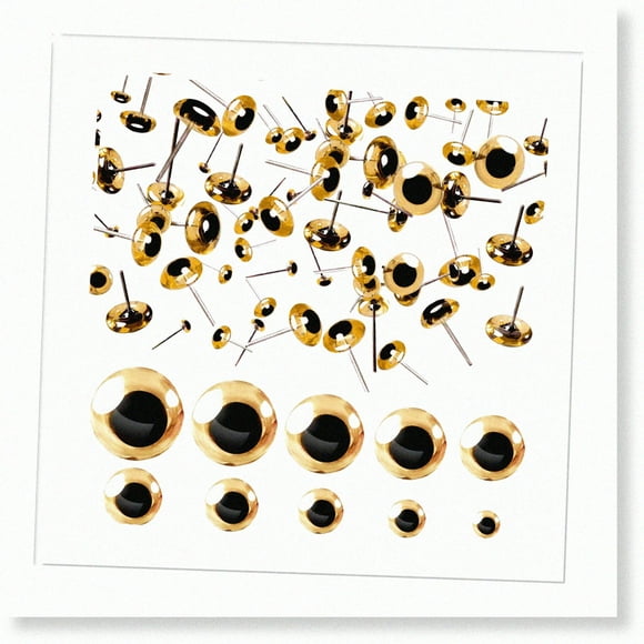 100pcs Assorted Sizes Yellow Glass Kits for Needle Felting Bears, Dolls, Decoys, and Sewing (3mm-12mm)