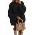 thumbnail image 3 of Women'S Fall Oversized Sweaters Chunky Knit Mock Neck Long Sleeve Casual Trendy Pullover Winter Clothes Black S, 3 of 7