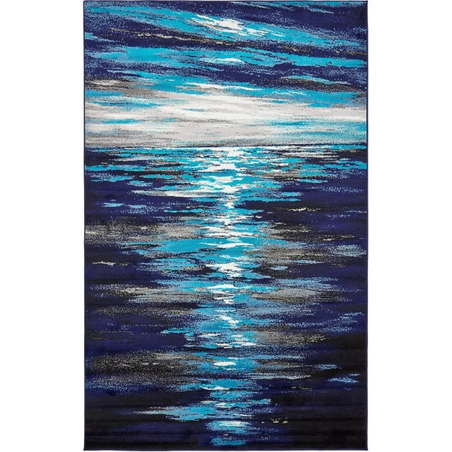Unique Loom Metro Coastal Nautical Rug 5' x 8' Rectangle Navy Blue/Turquoise