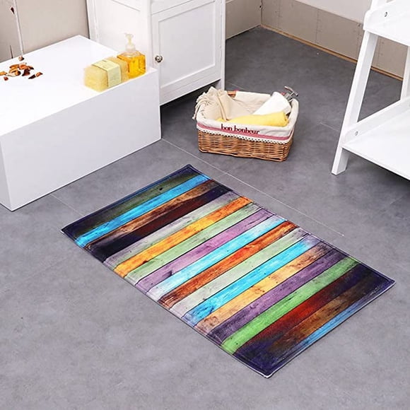 Jinsinto Tapis Antidérapant et à Séchage Rapide - Tapis de Sol / Bain / Douche / Cuisine, Polyester, Streifen, 40 x 60 cm