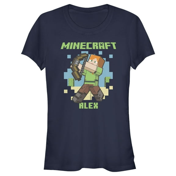 Junior's Minecraft Alex Graphic Tee Navy Blue X Large