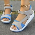 thumbnail image 6 of Lovskoo 2024 Women's Boho Wedge Sandals Open Toe Ankle Strap Summer Platform Beach Roman Sandals Blue, 6 of 8