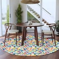 thumbnail image 4 of 5ft Round Rug, Colorful Polka Dot Non-Skid Rubber Backing Large Area Rugs - Living Room Bedroom Home Office, Rainbow Polka Dots Watercolor Indoor Floor Mat Carpets Washable Rug, 4 of 9