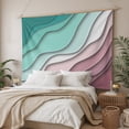 thumbnail image 3 of Green Ombre Tapestry for Bedroom Wall Hanging Tapestry, Modern Geometric Abstract Dark Red Cream Ceiling Backdrop Tapestries Poster Blanket Wall Decor for Teens Room Living Room Dorm 39" x 59", 3 of 8