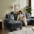 thumbnail image 6 of Tornama Linen L Shaped Convertible Modern Sectional Sofa with Reversible Chaise Couch, Dark Gray, 6 of 13