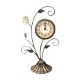 thumbnail image 2 of Hovilon Vintage Floral Table Clock, Silent Non-Ticking Antique Desk Clock, Wrought Iron Butterfly Decorative Ornament for Bedroom Living Room Shelf, Classic Home Decor Centerpiece Gift, Black, 2 of 6