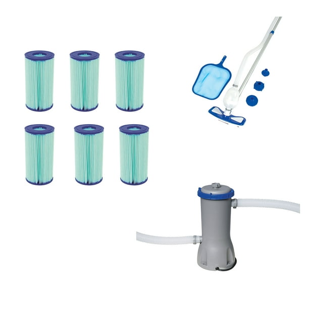Bestway Pool Cleaning Kit w/ Filter Cartridge (6) w/ Above Ground