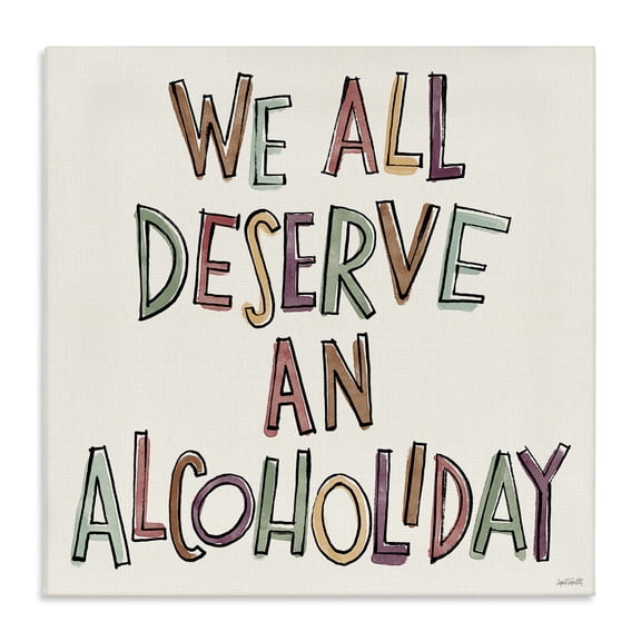 Stupell Industries Shabby Chic Alcoholiday Funny Phrase Canvas Art, 17 x 17, by Anne Tavoletti
