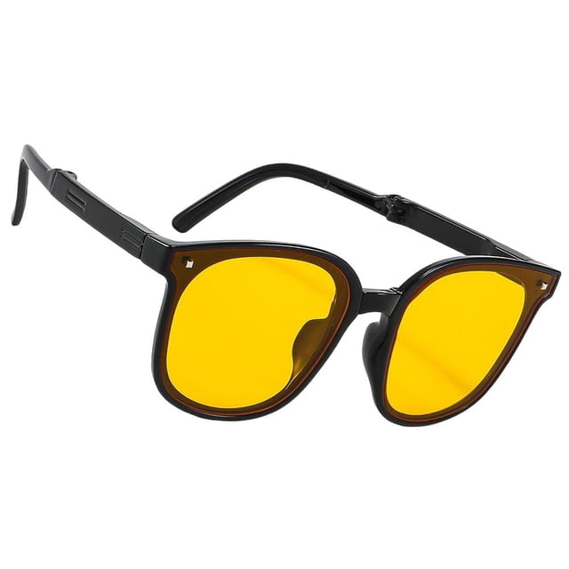 Gafas de sol plegables Gafas de sol de moda Gafas Gafas de sol plegables cuadradas para hombres Amarillo negro jinwen Gafas plegables