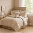 thumbnail image 3 of Ergode 8 Piece Comforter Set - Sophisticated Charm, Diamond Quilting, Blush & Taupe Damask Print, Ultra-Soft Microfiber, Matching Shams & Euro Shams, 3 of 8